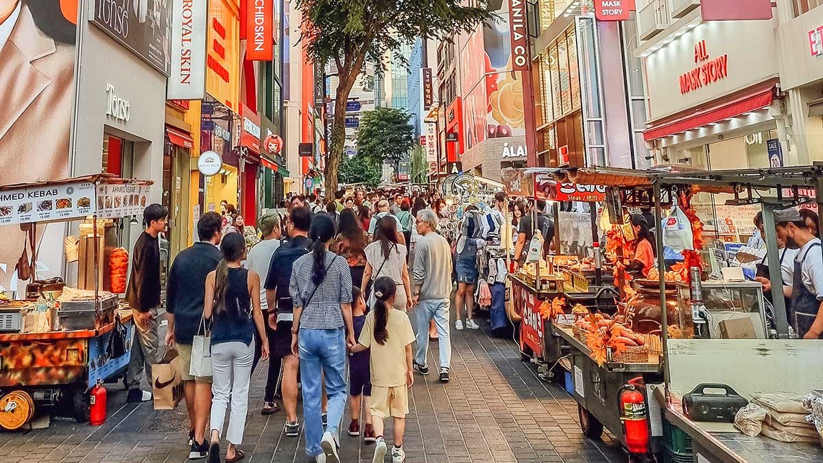 Myeongdong Shopping Street in South Korea